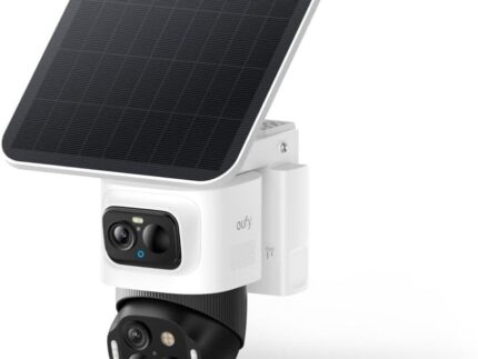eufy Security eufyCam S4, kabellose Solar‑Outdoor‑Überwachungskamera, 3‑Linsen Bullet‑PTZ‑Kamera, 4K UHD, 360° Multi‑Kamera‑Auto‑Tracking, 8× Hybridzoom, Farbnachtsicht, kompatibel mit HomeBase S380