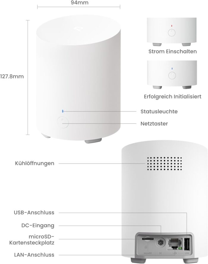 Reolink 2K Überwachungskamera Aussen Set WLAN mit Solar-/Akkubetrieb, 360° Schwenkbare, KI-Erkennung, Zentralverwaltung & Lokalspeicher, Ohne ABO-Gebühren, Home Hub Mini + 2xArgus PT Lite +Solarpanel