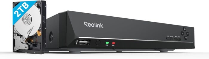 Reolink 8CH 4K PoE NVR Überwachungssystem Rekorder mit 2TB Festplatte, Videoüberwachung für Haus, Innen, Aussen Sicherheit. Unterstützt 16MP/12MP/4K/5MP/4MP HD IP Kameras, RLN8-410