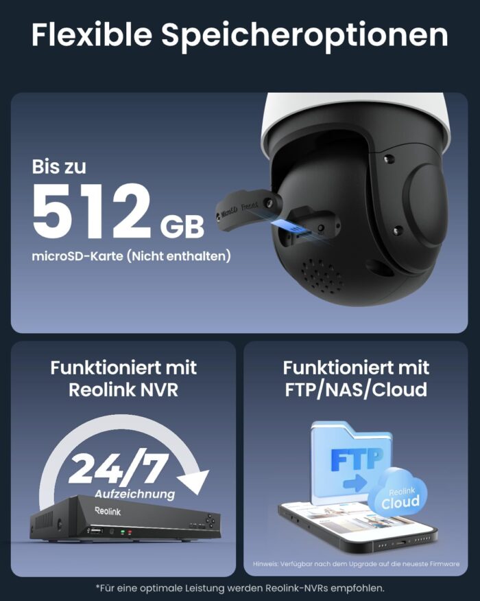 Reolink Smart 4K/8MP UHD PTZ Dome Überwachungskamera Aussen mit revolutionären 16X optischem 3D-Zoom, Farbnachtsicht, Personen-/Fahrzeug-/Tiererkennung, Zwei-Wege-Audio, 24/7 Aufzeichnung, RLC-823S2