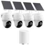 Reolink 2K Überwachungskamera Aussen Set WLAN mit Solar-/Akkubetrieb, 360° Schwenkbare, KI-Erkennung, Zentralverwaltung & Lokalspeicher, Ohne ABO-Gebühren, Home Hub Mini + 2xArgus PT Lite +Solarpanel