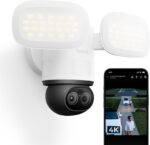 Reolink TrackFlex Floodlight WiFi, 4K Wi-Fi 6 PTZ Überwachungskamera Aussen mit 3000 Lumen Flutlicht(3000K~6500K), Auto-Tracking-Zoom, WLAN Kamera Outdoor mit Lokaler KI-Videosuche, 270° PIR-Erkennung
