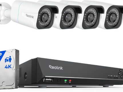 Reolink 4K Überwachungskamera Aussen Set, 8CH Videoüberwachung mit 4X 8MP PoE IP Kamera und 2TB HDD NVR für 24/7 Aufnahme Innen Outdoor, Personenerkennung und Fahrzeugerkennung, IP67, RLK8-800B4