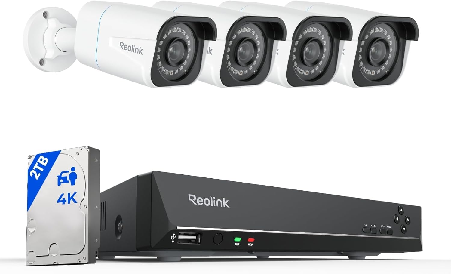 61MceWFXjxL._AC_SL1500 Reolink 4K Überwachungskamera Aussen Set, 8CH Videoüberwachung mit 4X 8MP PoE IP Kamera und 2TB HDD NVR für 24/7 Aufnahme Innen Outdoor, Personenerkennung und Fahrzeugerkennung, IP67, RLK8-800B4