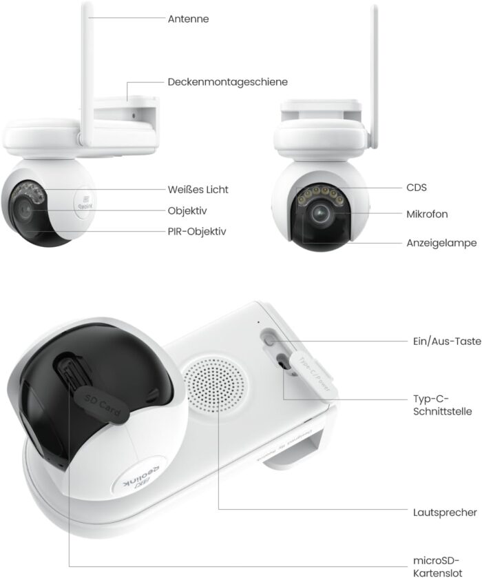 Reolink Altas PT Ultra, Erste 4K Solar Überwachungskamera Aussen Akku mit Daueraufzeichnung, Auto-Tracking, 10s Voraufzeichnung, ColorX-Nachtsicht, 8MP PT WLAN Kamera Outdoor, Wi-Fi 6, mit Solarpanel