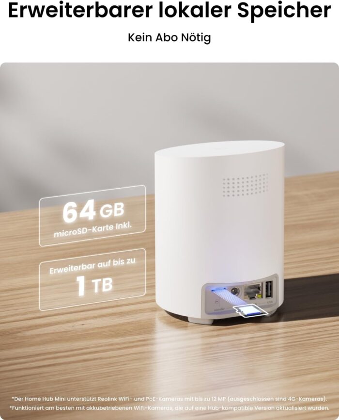 Reolink 2K Überwachungskamera Aussen Set WLAN mit Solar-/Akkubetrieb, 360° Schwenkbare, KI-Erkennung, Zentralverwaltung & Lokalspeicher, Ohne ABO-Gebühren, Home Hub Mini + 2xArgus PT Lite +Solarpanel