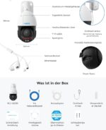 Reolink 4K 8MP UHD PTZ Outdoor Überwachungskamera PoE mit 5X 3D optischem Zoom, Auto-Tracking, Farbnachtsicht, smarte Personen-/Fahrzeug-/Tier-Erkennung, Zwei-Wege-Audio, 24/7 Aufzeichnung, RLC-823S1