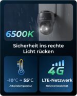 Reolink 4K 4G LTE Überwachungskamera Aussen mit SIM Karte Ohne WLAN, 355°&140° PTZ Solar Kamera Outdoor mit 8MP Farbnachtsicht, 32GB microSD-Karte, Go PT Ultra (Grau) +Solarpanel