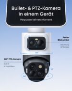 eufyCam S4 2‑Kamera‑Set, kabellose Solar‑Überwachungskamera außen, 3‑Linsen Bullet‑PTZ‑Kamera, 4K UHD, 360° Multi‑Kamera‑Tracking, Auto‑Tracking, 8× Hybridzoom, Farbnachtsicht, 16TB lokaler Speicher