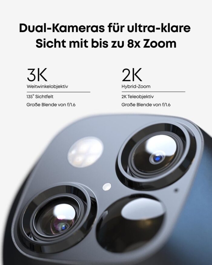 eufy Security SoloCam 2pack, Überwachungskamera aussen solar, 360°-Überwachung, Keine Toten Winkel, Überwachungskamera aussen mit 2,4-GHz-WLAN, Gebührenfreie Nutzung, HomeBase 3 kompatibel