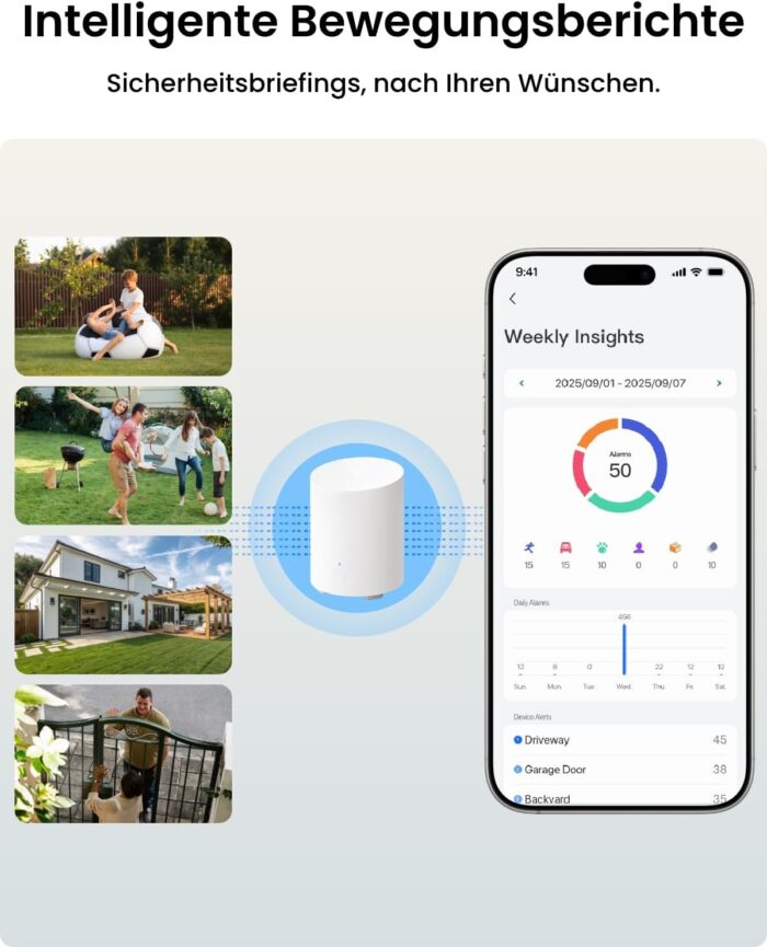 Reolink 2K Überwachungskamera Aussen Set WLAN mit Solar-/Akkubetrieb, 360° Schwenkbare, KI-Erkennung, Zentralverwaltung & Lokalspeicher, Ohne ABO-Gebühren, Home Hub Mini + 2xArgus PT Lite +Solarpanel