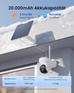 Reolink Altas PT Ultra, Erste 4K Solar Überwachungskamera Aussen Akku mit Daueraufzeichnung, Auto-Tracking, 10s Voraufzeichnung, ColorX-Nachtsicht, 8MP PT WLAN Kamera Outdoor, Wi-Fi 6, mit Solarpanel