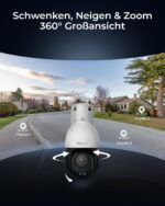 Reolink Smart 4K/8MP UHD PTZ Dome Überwachungskamera Aussen mit revolutionären 16X optischem 3D-Zoom, Farbnachtsicht, Personen-/Fahrzeug-/Tiererkennung, Zwei-Wege-Audio, 24/7 Aufzeichnung, RLC-823S2