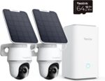 Reolink 4K PT Solar Überwachungskamera Aussen Set Outdoor Akku mit Home Hub, 360° Schwenkbare, Farbnachtsicht, Lokaler Speicher, Ohne ABO-Gebühren, Argus PT Ultra 2-Kamera-Set, mit Solarpanel