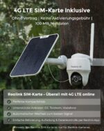Reolink 4K 3G/4G LTE Überwachungskamera mit SIM Karte, 355°&140° PTZ Solar Kamera Outdoor mit 8MP Farbnachtsicht, Person/Auto/Haustiererkennung, 32GB microSD-Karte, Go PT Ultra+6W Solarpanel