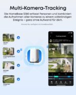 eufyCam S4 2‑Kamera‑Set, kabellose Solar‑Überwachungskamera außen, 3‑Linsen Bullet‑PTZ‑Kamera, 4K UHD, 360° Multi‑Kamera‑Tracking, Auto‑Tracking, 8× Hybridzoom, Farbnachtsicht, 16TB lokaler Speicher