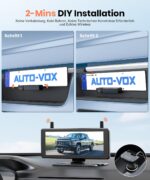 AUTO-VOX 7,2" DVR Solar Rückfahrkamera Kabellos, 2Min Schnellinstallation, 1080P Batteriebetriebene, Unterstützt 2 Kanäle, IP69K Wasserdicht Rückfahrkamera Funk für PKW/SUV/Transporter/LKW/Anhänger