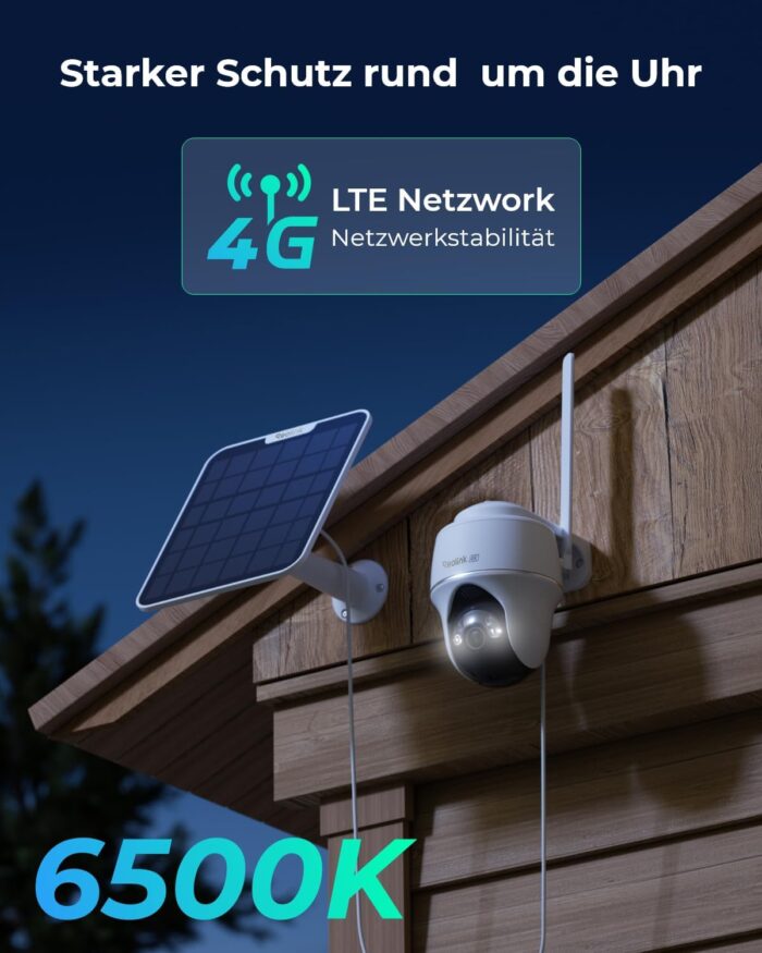Reolink 4K 3G/4G LTE Überwachungskamera mit SIM Karte, 355°&140° PTZ Solar Kamera Outdoor mit 8MP Farbnachtsicht, Person/Auto/Haustiererkennung, 32GB microSD-Karte, Go PT Ultra+6W Solarpanel