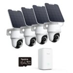 Reolink 4K PT Solar Überwachungskamera Aussen Set Outdoor Akku mit Home Hub, 360° Schwenkbare, Farbnachtsicht, Lokaler Speicher, Ohne ABO-Gebühren, Argus PT Ultra 2-Kamera-Set, mit Solarpanel