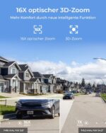Reolink Smart 4K/8MP UHD PTZ Dome Überwachungskamera Aussen mit revolutionären 16X optischem 3D-Zoom, Farbnachtsicht, Personen-/Fahrzeug-/Tiererkennung, Zwei-Wege-Audio, 24/7 Aufzeichnung, RLC-823S2