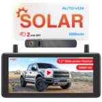 AUTO-VOX 7,2" DVR Solar Rückfahrkamera Kabellos, 2Min Schnellinstallation, 1080P Batteriebetriebene, Unterstützt 2 Kanäle, IP69K Wasserdicht Rückfahrkamera Funk für PKW/SUV/Transporter/LKW/Anhänger