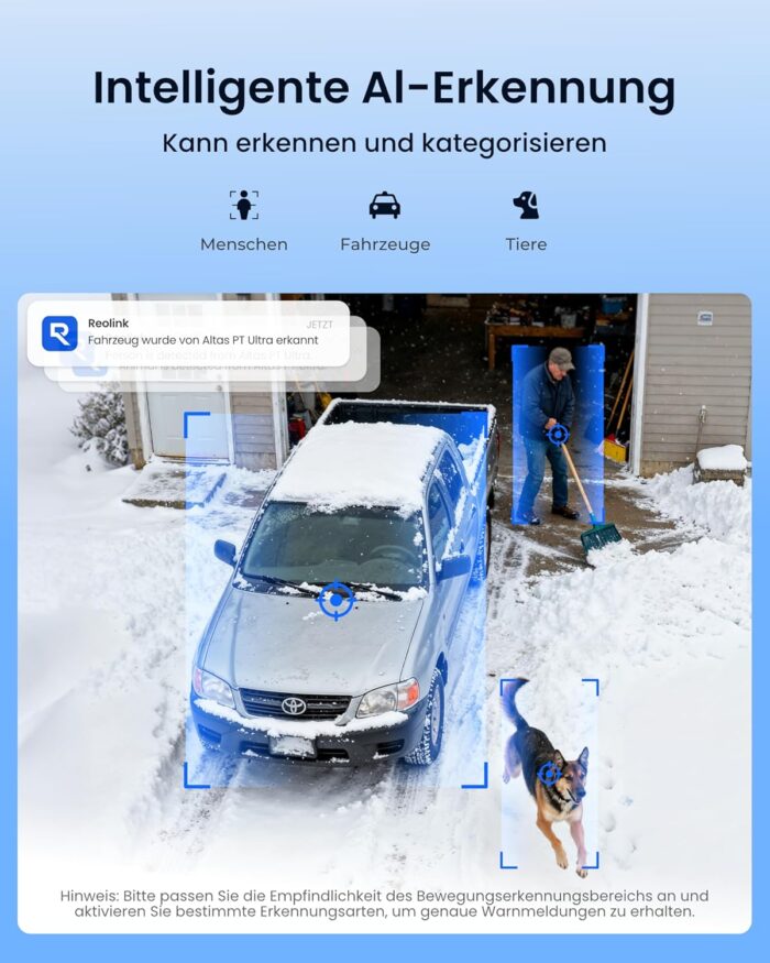 Reolink Altas PT Ultra, Erste 4K Solar Überwachungskamera Aussen Akku mit Daueraufzeichnung, Auto-Tracking, 10s Voraufzeichnung, ColorX-Nachtsicht, 8MP PT WLAN Kamera Outdoor, Wi-Fi 6, mit Solarpanel